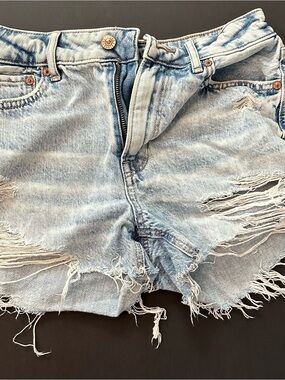 American Eagle Outfitters Light Wash Distressed Denim Shorts